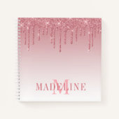 Modern modische, rosa Glitzer Monogram Notizblock (Vorderseite)
