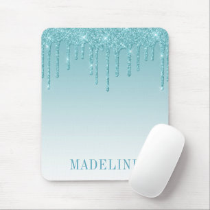 Modern modische Trendy Aqua Glitzer Tropfen Mousepad