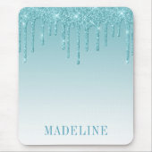 Modern modische Trendy Aqua Glitzer Tropfen Mousepad (Vorne)
