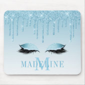Modern modischer Blue Glitzer Lashes Monogram Mousepad (Vorne)