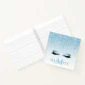 Modern modischer Blue Glitzer Lashes Monogram Notizblock (Innenseite)