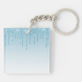 Modern modischer Blue Glitzer Lashes Monogram Schlüsselanhänger (Rückseite)