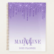 Modern modischer Lila Glitzer Monogram