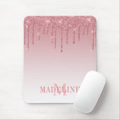 Modern modischer, rosafarbener Monogramm-Glitzer Mousepad (Mit Mouse)