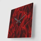 Modern modisches Neon Red Curvy Line Abstraktes Mu Quadratische Wanduhr (Winkel)