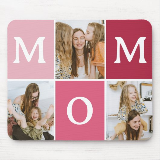 Modern 'MOM' 3 Photo Gift Mousepad (Vorne)