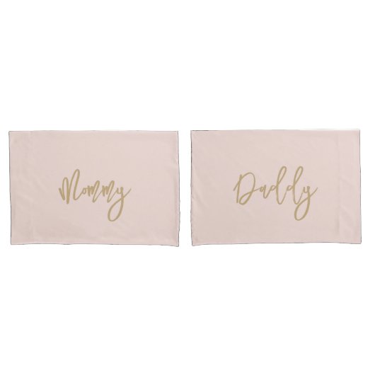 Modern Mommy Daddy Gold Personalisiert Monogram Na Kissenbezug (Vorderseite-Set)
