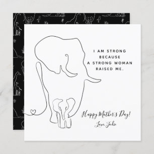 Modern Mommy Elephant Line Art Mother Day Card