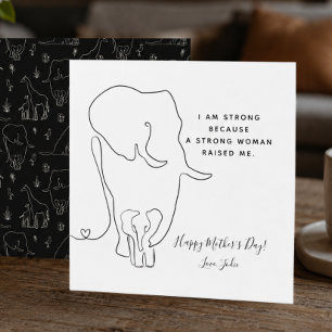 Modern Mommy Elephant Line Art Mother Day Card