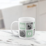 Modern Mommy Foto Collage Kaffeetasse<br><div class="desc">Passen Sie dieses niedliche Design der modernen Tasse an,  um Mama diesen Muttertag zu feiern! Das Design umfasst abwechselnde Quadrate von Fotos und hellgrüne Buchstabenblöcke,  die in modernen Serifenschriften "mommy" buchstabieren. Fügen Sie fünf Ihrer beliebten quadratischen Fotos (perfekt für Instagram!) mit den bereitgestellten Vorlagen hinzu.</div>