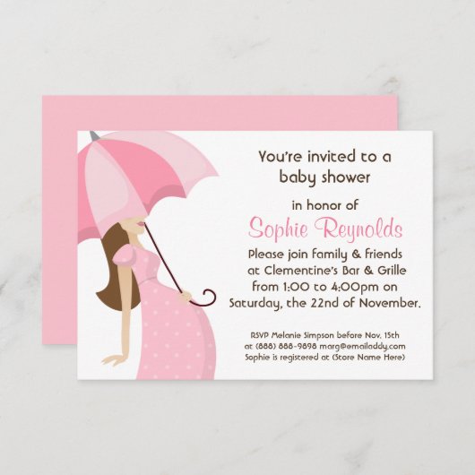 Modern Mommy Pink Baby Dusche - Mädchen Einladung (Vorne/Hinten)