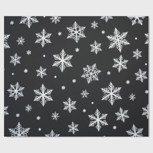 Modern Monochrome Black White Snowflakes Geschenkpapier (Flach)