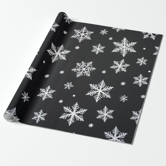 Modern Monochrome Black White Snowflakes Geschenkpapier (Ungerollt)
