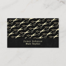 Modern Monochrome Mens Hair Stylist Gold Scheren