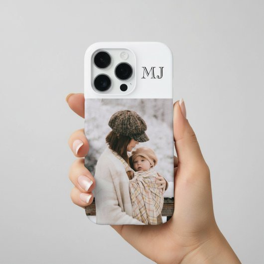 Modern Monogram 1 Foto Weiß iPhone Hülle