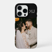 Modern Monogram 1 Photo Midnight Black iPhone Hülle (Rückseite)