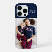 Modern Monogram 1 Photo Navy Blue iPhone Hülle (Rückseite)