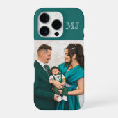 Modern Monogram 1 Photo Teal Green iPhone Hülle (Rückseite)