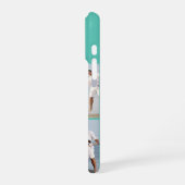 Modern Monogram 5 Photo Collage Aqua Blue Teal iPhone Hülle (Linke Seite)