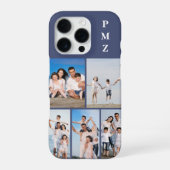 Modern Monogram 5 Photo Collage Dusk Blue iPhone Hülle (Rückseite)