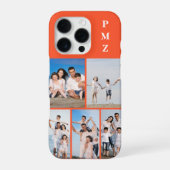Modern Monogram 5 Photo Collage Persimmon Orange iPhone Hülle (Rückseite)