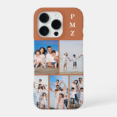 Modern Monogram 5 Photo Collage Terracotta iPhone Hülle (Rückseite)