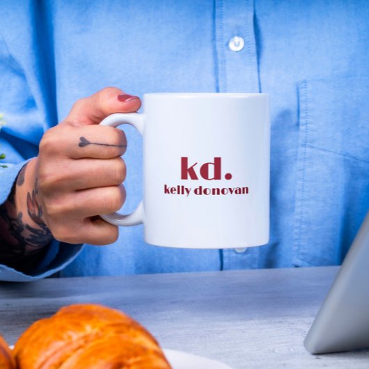Modern Monogram and Name Minimalistic Design 7 Zweifarbige Tasse