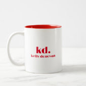 Modern Monogram and Name Minimalistic Design 7 Zweifarbige Tasse (Links)