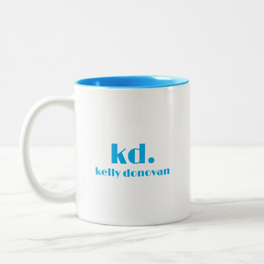 Modern Monogram and Name Minimalistic Design 9 Zweifarbige Tasse (Links)