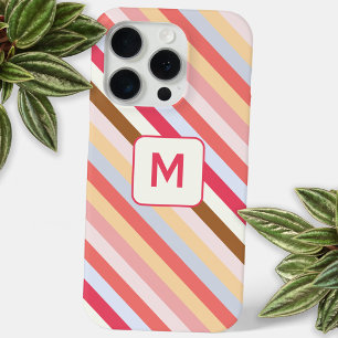 Modern Monogram, anfänglicher Diagonal Candy Strip Case-Mate iPhone Hülle