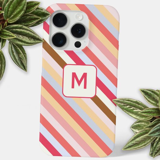 Modern Monogram, anfänglicher Diagonal Candy Strip Case-Mate iPhone Hülle