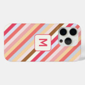 Modern Monogram, anfänglicher Diagonal Candy Strip Case-Mate iPhone Hülle (Rückseite (Horizontal))