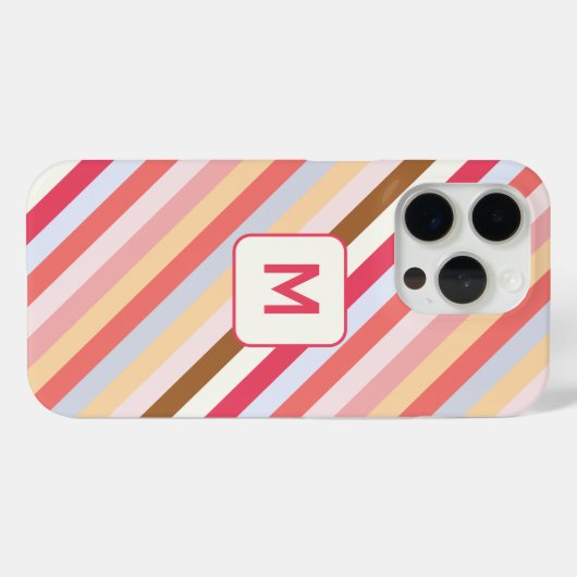 Modern Monogram, anfänglicher Diagonal Candy Strip Case-Mate iPhone Hülle (Rückseite (Horizontal))