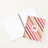 Modern Monogram, anfänglicher Diagonal Candy Strip Notizblock (Innenseite)
