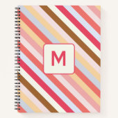 Modern Monogram, anfänglicher Diagonal Candy Strip Notizblock (Vorderseite)