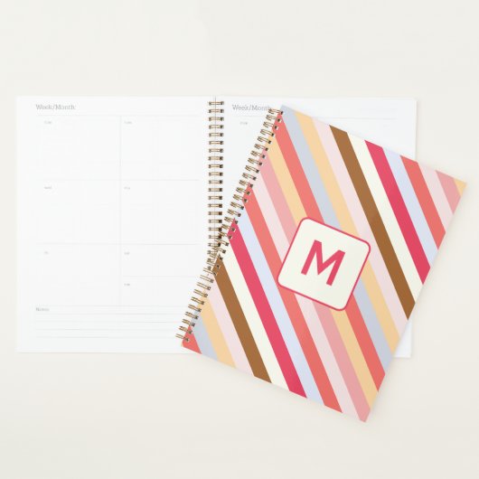 Modern Monogram, anfänglicher Diagonal Candy Strip Planer (Anzeige)