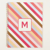 Modern Monogram, anfänglicher Diagonal Candy Strip Planer (Vorderseite)