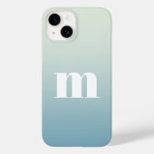 Modern Monogram Aquamarin Aqua Blue Gradient Case-Mate iPhone Hülle (Rückseite)