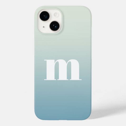 Modern Monogram Aquamarin Aqua Blue Gradient Case-Mate iPhone Hülle (Rückseite)