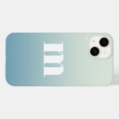 Modern Monogram Aquamarin Aqua Blue Gradient Case-Mate iPhone Hülle (Rückseite (Horizontal))