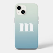 Modern Monogram Aquamarin Aqua Blue Gradient iPhone Hülle (Rückseite)