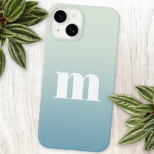 Modern Monogram Aquamarin Aqua Blue Gradient iPhone Hülle