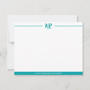 Modern Monogram Aquamarin Green Mitteilungskarte