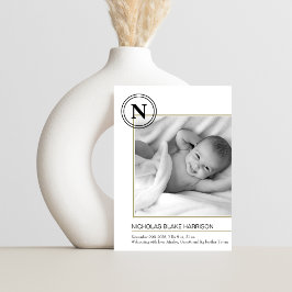 Modern Monogram Baby Boy Birth Announccard Ankündigung