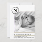 Modern Monogram Baby Boy Birth Announccard Ankündigung (Vorderseite)
