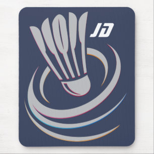 Modern Monogram Badminton Shuttlecock Mousepad