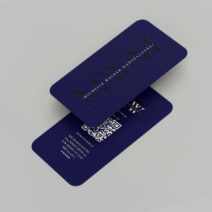 Modern Monogram Beruflich Midnight Blue Visitenkarte