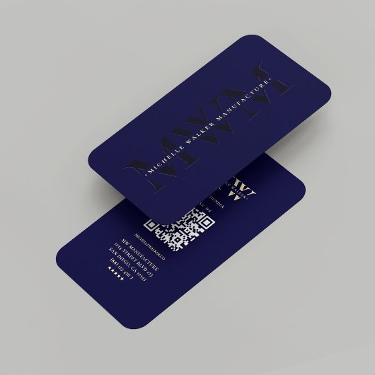 Modern Monogram Beruflich Midnight Blue Visitenkarte