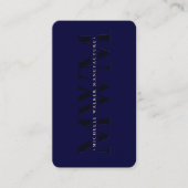 Modern Monogram Beruflich Midnight Blue Visitenkarte (Vorderseite)