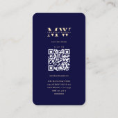 Modern Monogram Beruflich Midnight Blue Visitenkarte (Rückseite)
